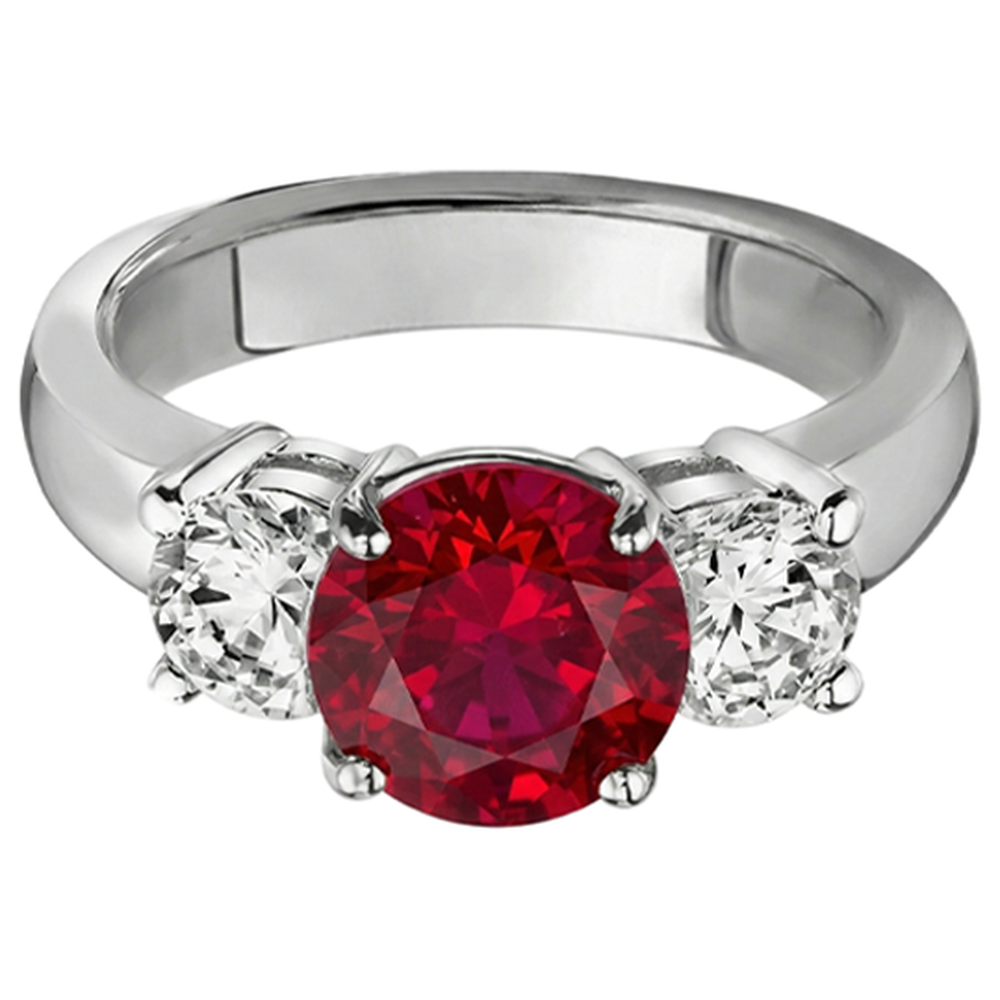 natural round ruby 3.50ct ring top view
