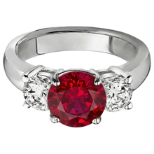 natural round ruby 3.50ct ring top view
