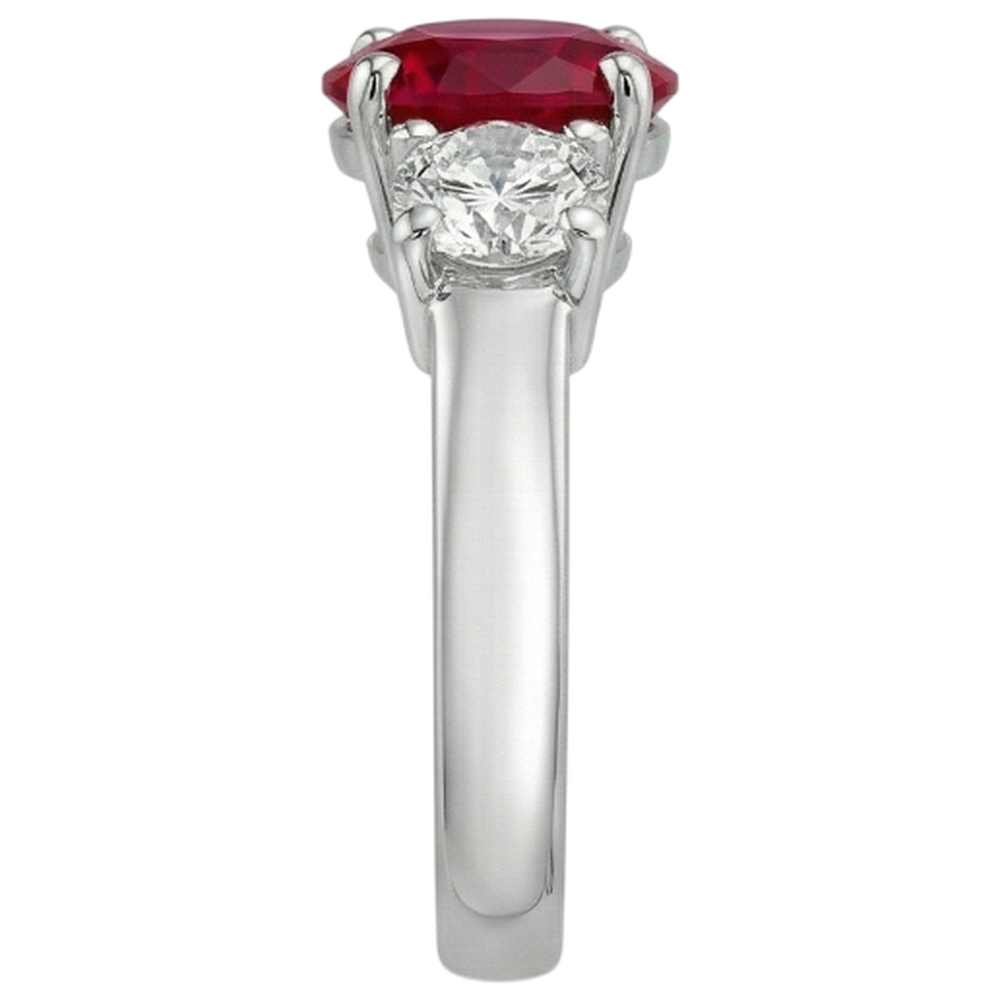 natural round ruby 3.50ct ring profile view