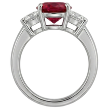 natural round ruby 3.50ct ring on white background