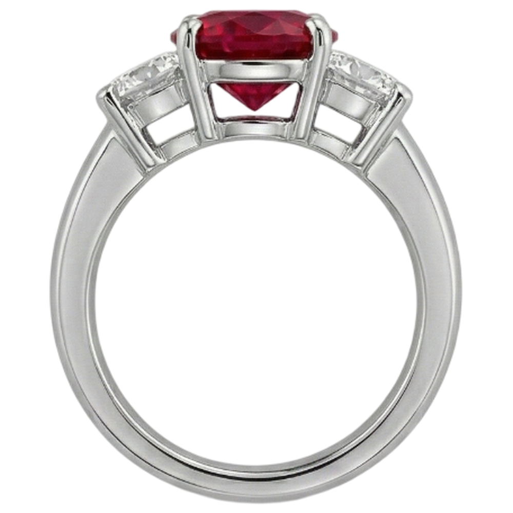 natural round ruby 3.50ct ring on white background
