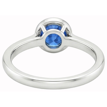 3.50 Ct Bezel Set Round Ceylon Sapphire & Natural Earth Mined DIAMOND ( NOT LAB GROWN )s Ring White Gold 14K