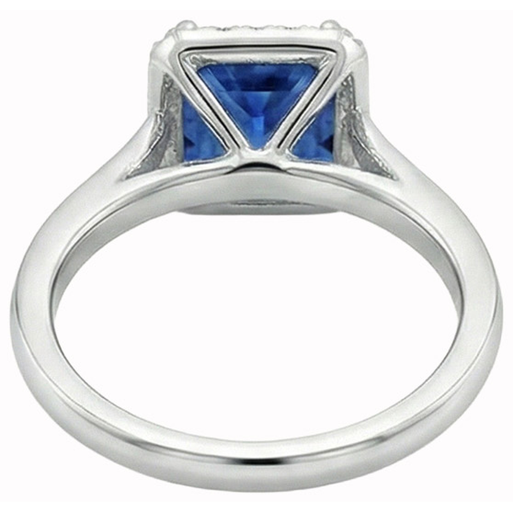 3.50 Ct Princess And Round Sri Lanka Sapphire Natural Earth Mined Diamond Ring White Gold