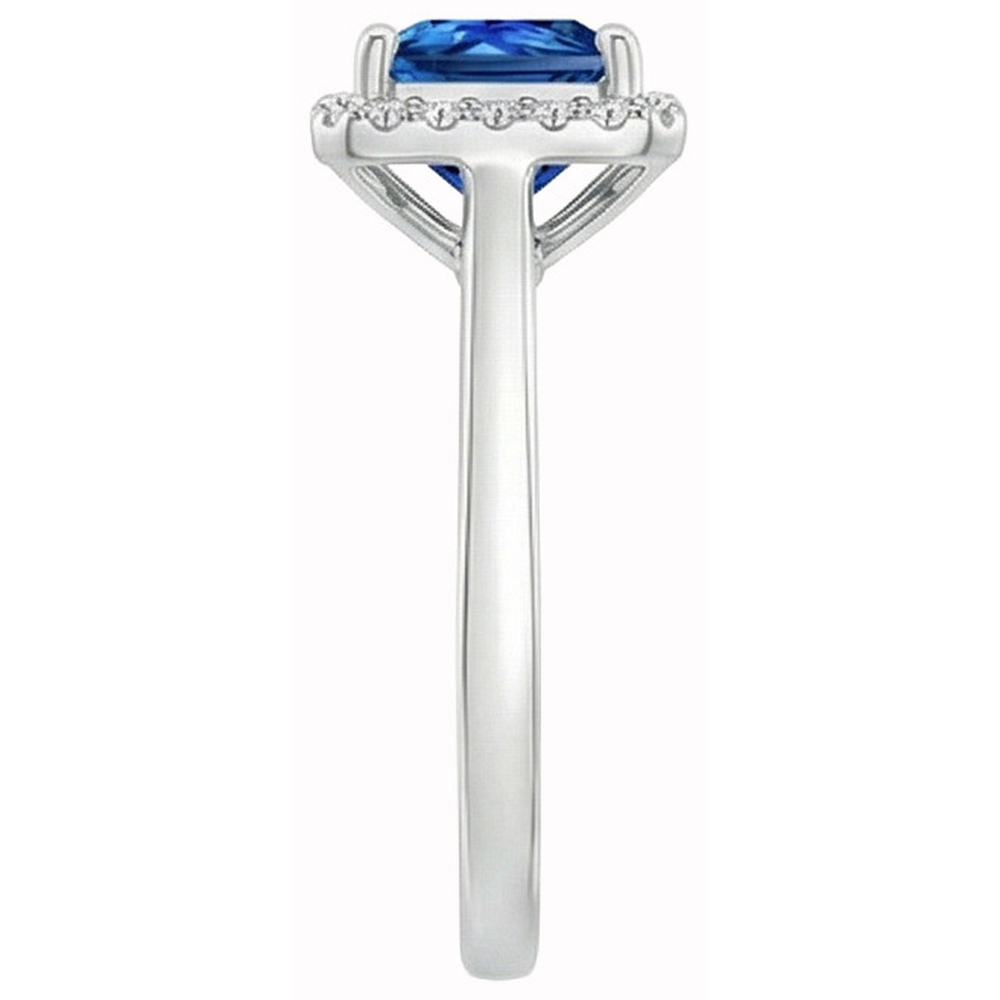 3.50 Ct Princess And Round Sri Lanka Sapphire Natural Earth Mined Diamond Ring White Gold