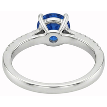 natural round sapphire 3.50ct ring on white background