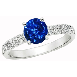 Natural Sapphire Ring 3.50ct - White Gold 14K