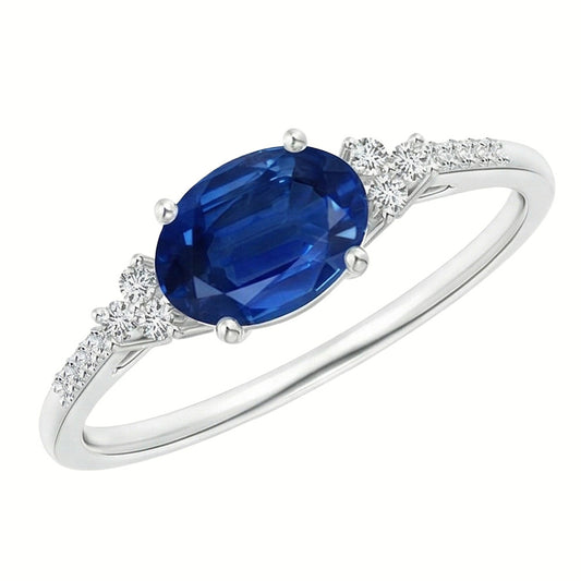 natural round sapphire 3.50ct ring front view