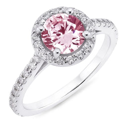 3.51 Ct Pink Sapphire & White Round Natural Earth Mined Diamonds Wedding Ring Gemstone