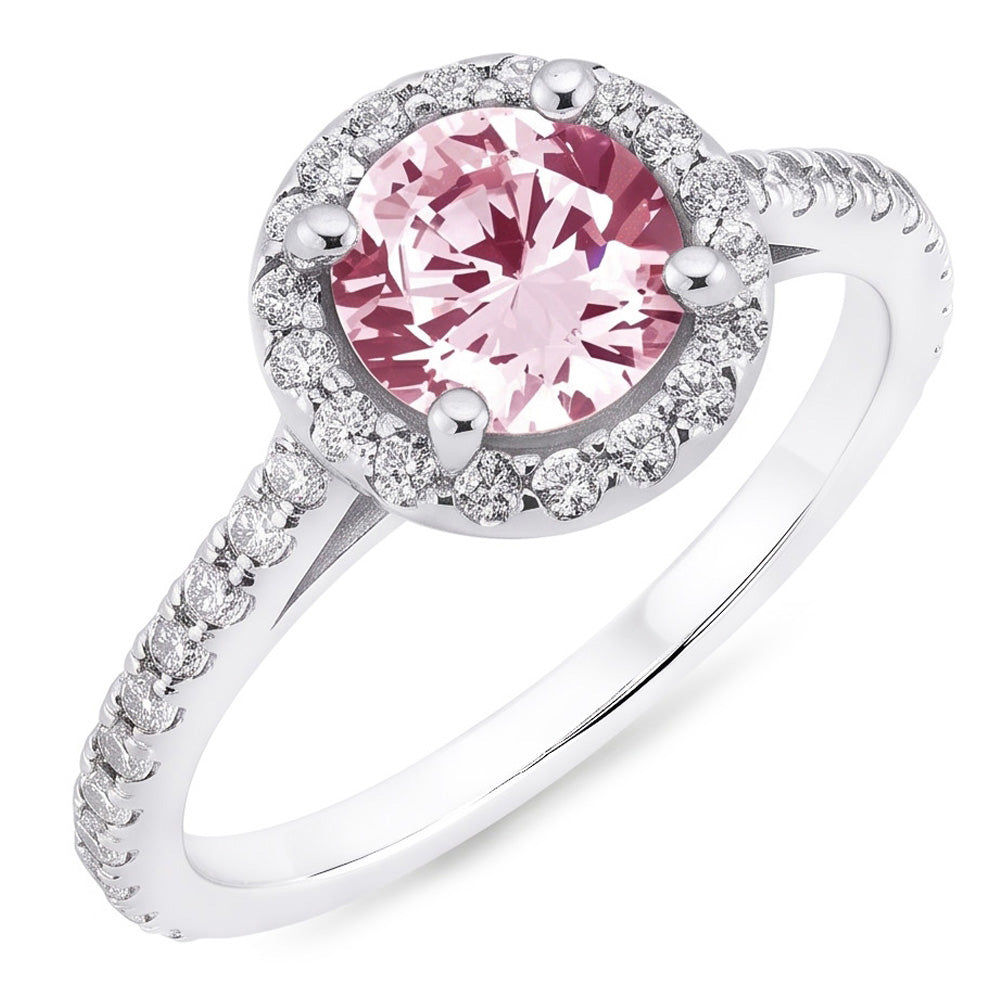 3.51 Ct Pink Sapphire & White Round Natural Earth Mined Diamonds Wedding Ring Gemstone
