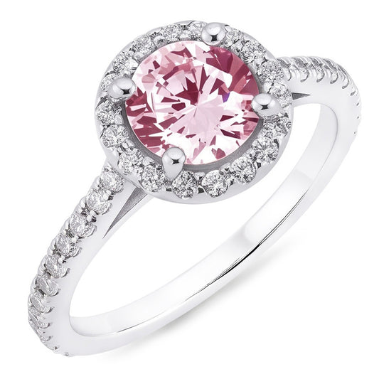 3.51 Ct Pink Sapphire & White Round Natural Earth Mined Diamonds Wedding Ring Gemstone