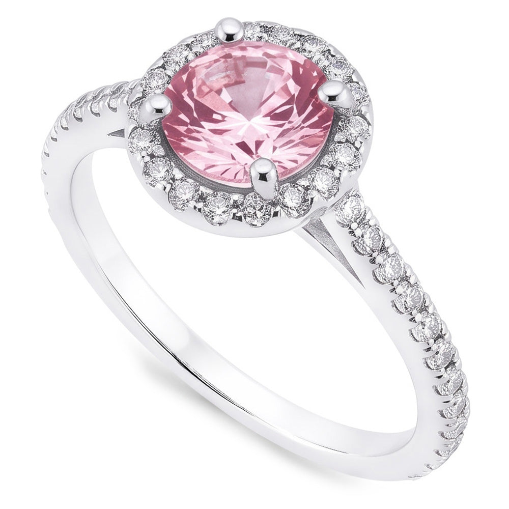 3.51 Ct Pink Sapphire & White Round Natural Earth Mined Diamonds Wedding Ring Gemstone