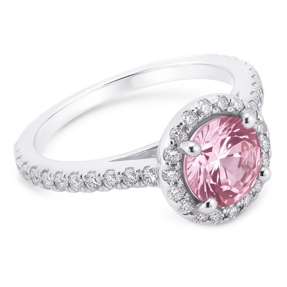 3.51 Ct Pink Sapphire & White Round Natural Earth Mined Diamonds Wedding Ring Gemstone