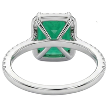 3.55 Ct Emerald Cut Green Emerald With Round Natural Earth Mined Diamond Wedding Ring