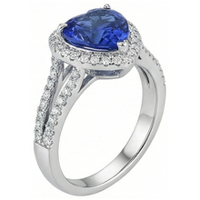 3.60 Carats Ceylon Blue Sapphire Natural Earth Mined Diamond Ring White Gold 14K