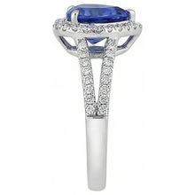 3.60 Carats Ceylon Blue Sapphire Natural Earth Mined Diamond Ring White Gold 14K