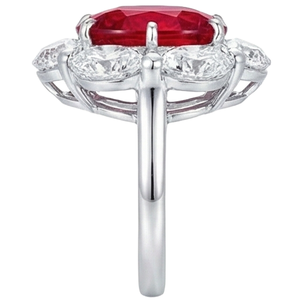 3.60 Ct Oval Cut Ruby Natural Earth Mined Diamond Ring New