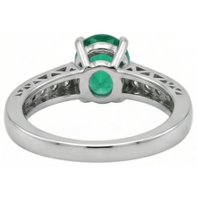 3.60 Ct Oval Green Emerald And Natural Earth Mined Diamonds Ring 14K White Gold