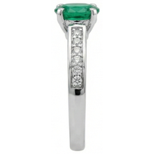 3.60 Ct Oval Green Emerald And Natural Earth Mined Diamonds Ring 14K White Gold