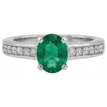 3.60 Ct Oval Green Emerald And Natural Earth Mined Diamonds Ring 14K White Gold