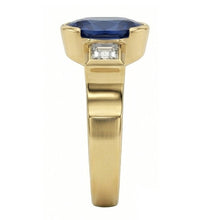3.61 Ct Natural Earth Mined DIAMOND ( NOT LAB GROWN )s 3-Stone Sri Lanka Blue Sapphire Bezel Ring