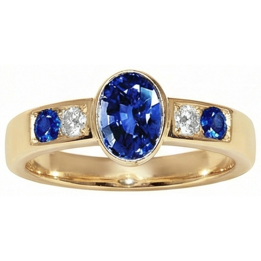 3.61 Ct. Ring Yellow Gold Big Oval Center Gemstone Ring