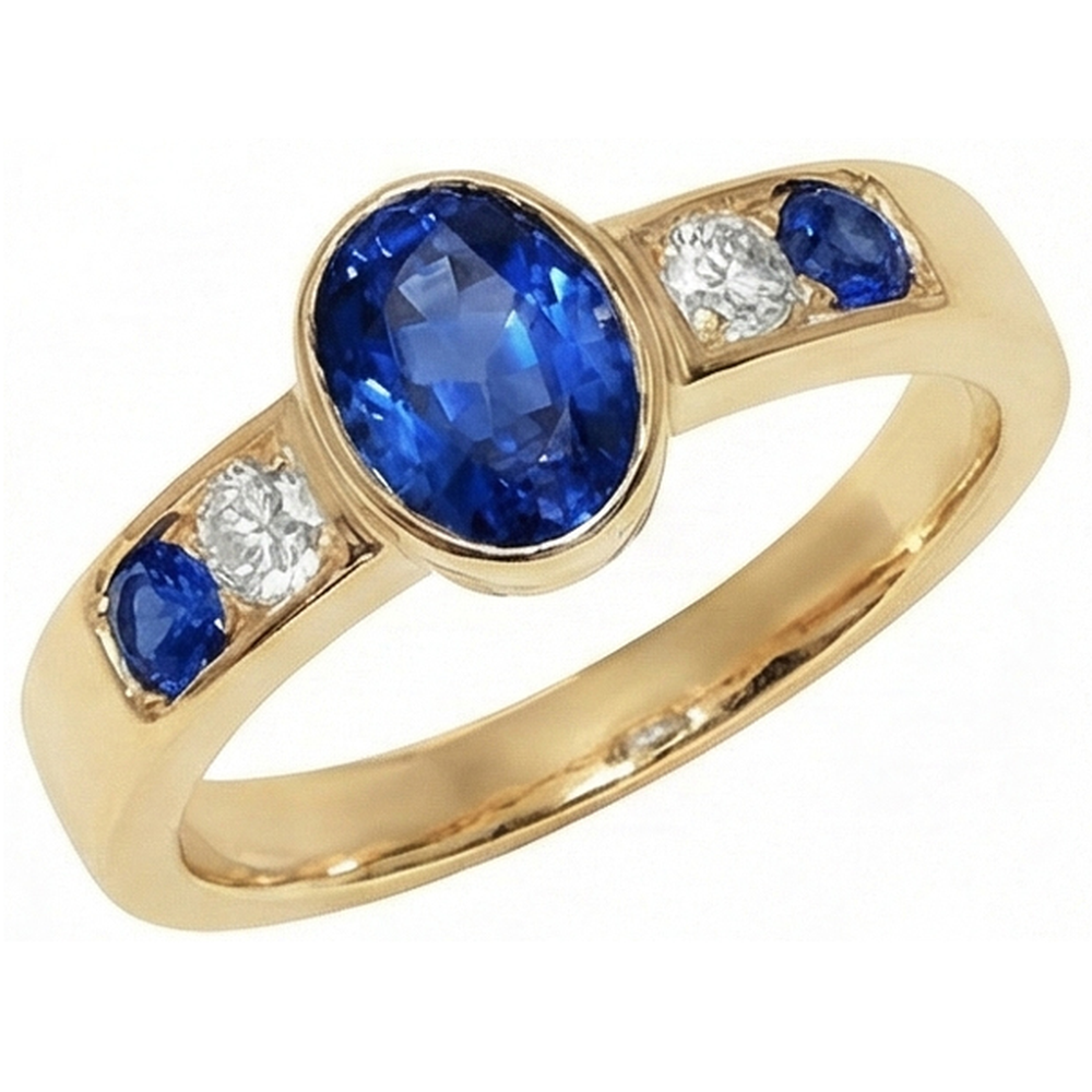 3.61 Ct. Ring Yellow Gold Big Oval Center Gemstone Ring