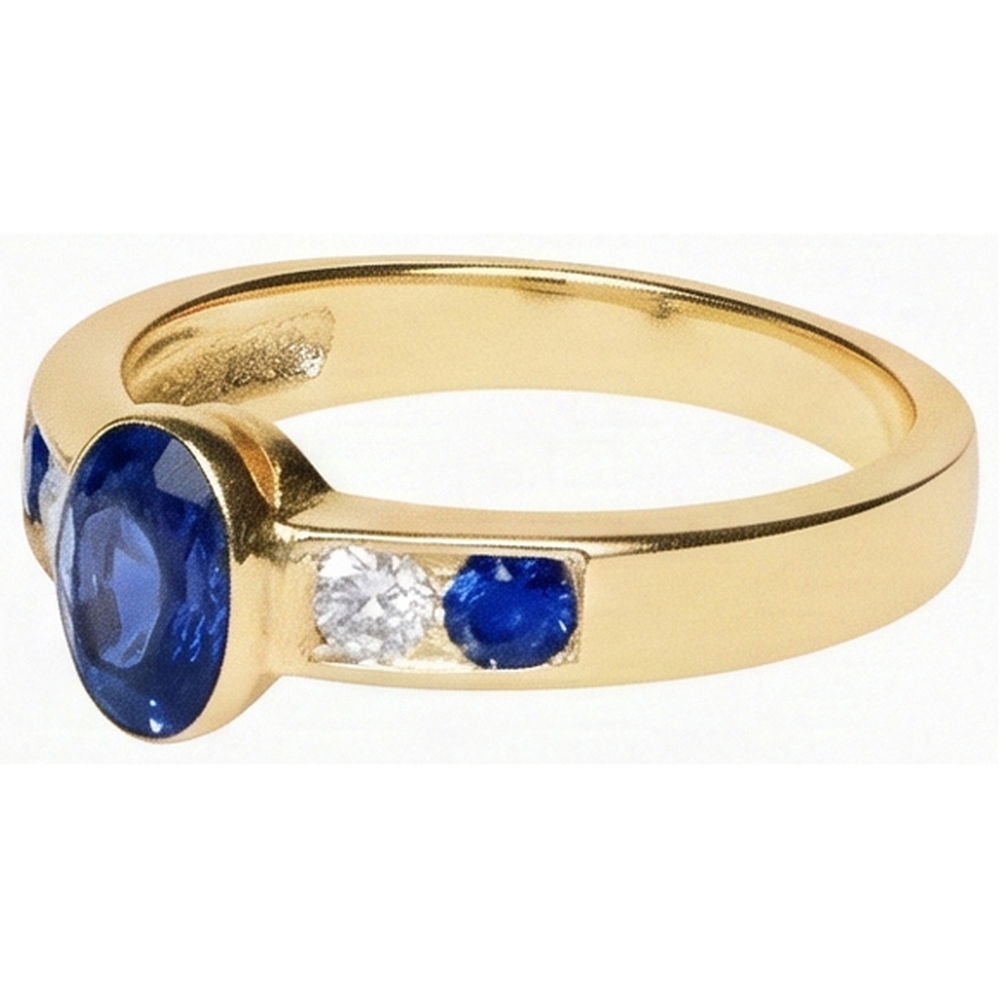 3.61 Ct. Ring Yellow Gold Big Oval Center Gemstone Ring