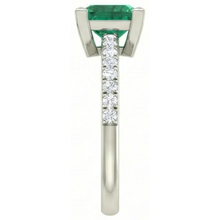 3.65 Ct Green Emerald With Natural Earth Mined Diamond Ring White Gold 14K