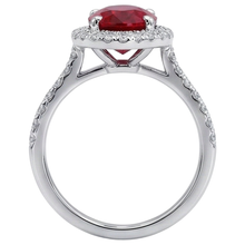 3.65 Ct Halo Red Ruby And Natural Earth Mined Diamonds Wedding Ring White Gold 14K