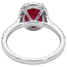 3.65 Ct Halo Red Ruby And Natural Earth Mined Diamonds Wedding Ring White Gold 14K