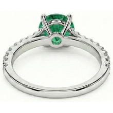 3.7 Ct Green Emerald With Natural Earth Mined Diamond Wedding Ring 14K White Gold