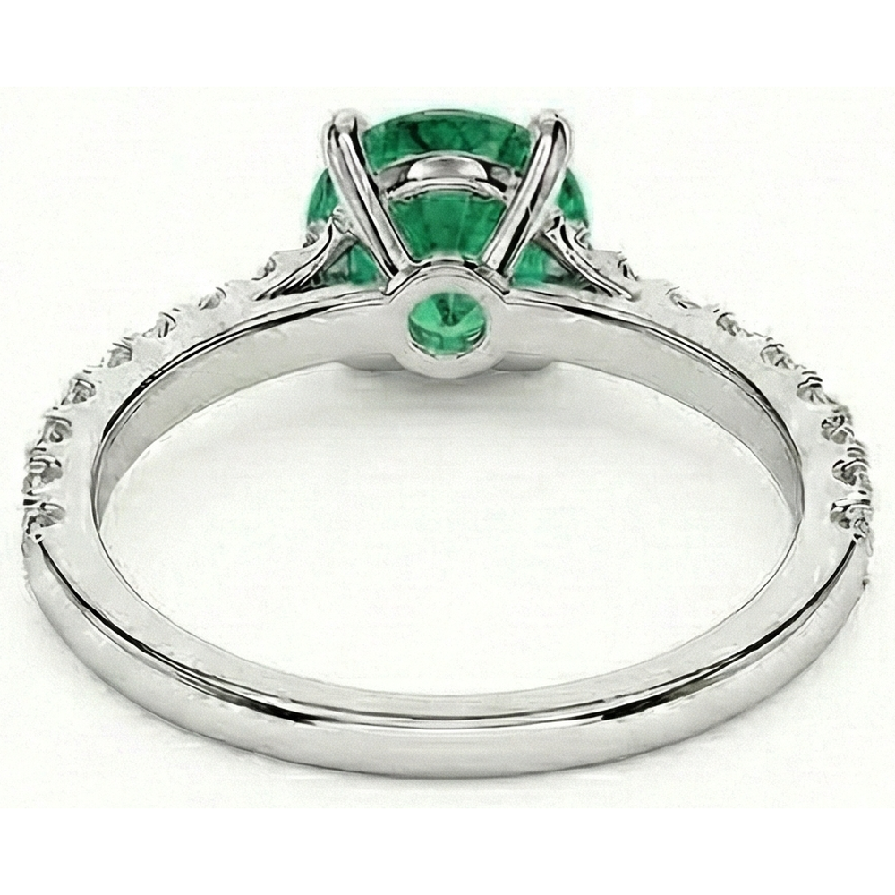3.7 Ct Green Emerald With Natural Earth Mined Diamond Wedding Ring 14K White Gold