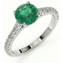 3.7 Ct Green Emerald With Natural Earth Mined Diamond Wedding Ring 14K White Gold