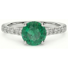 3.7 Ct Green Emerald With Natural Earth Mined Diamond Wedding Ring 14K White Gold