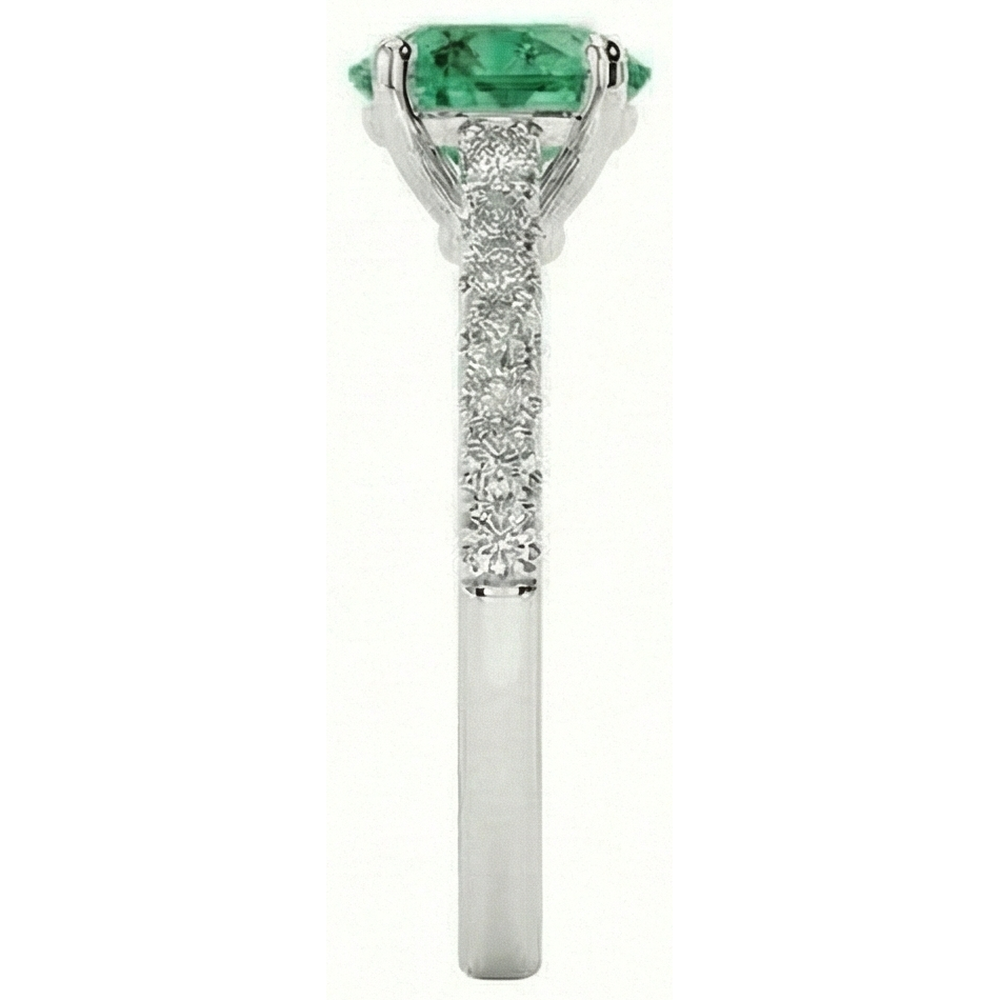 3.7 Ct Green Emerald With Natural Earth Mined Diamond Wedding Ring 14K White Gold