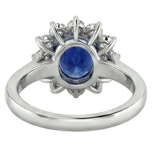 3.70 Carats Ceylon Sapphire Natural Earth Mined Diamond Engagement Ring White Gold 14K