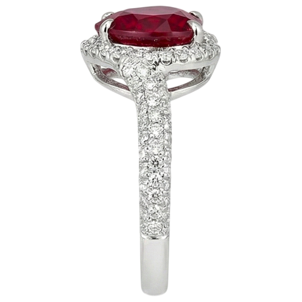 3.70 Carats Red Ruby With Natural Earth Mined DIAMOND ( NOT LAB GROWN )s Ring White Gold 14K