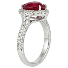 3.70 Carats Red Ruby With Natural Earth Mined DIAMOND ( NOT LAB GROWN )s Ring White Gold 14K