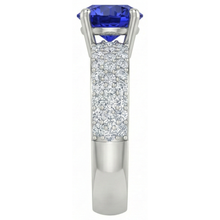 natural round tanzanite 3.70ct ring profile view