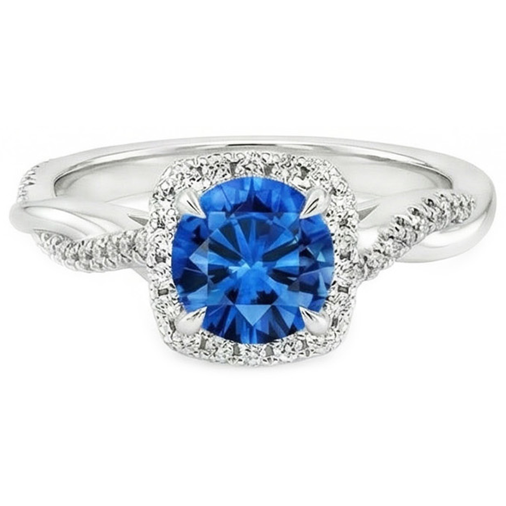 natural round sapphire 3.70ct ring side angle