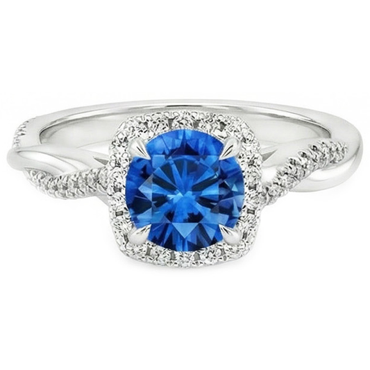 natural round sapphire 3.70ct ring side angle