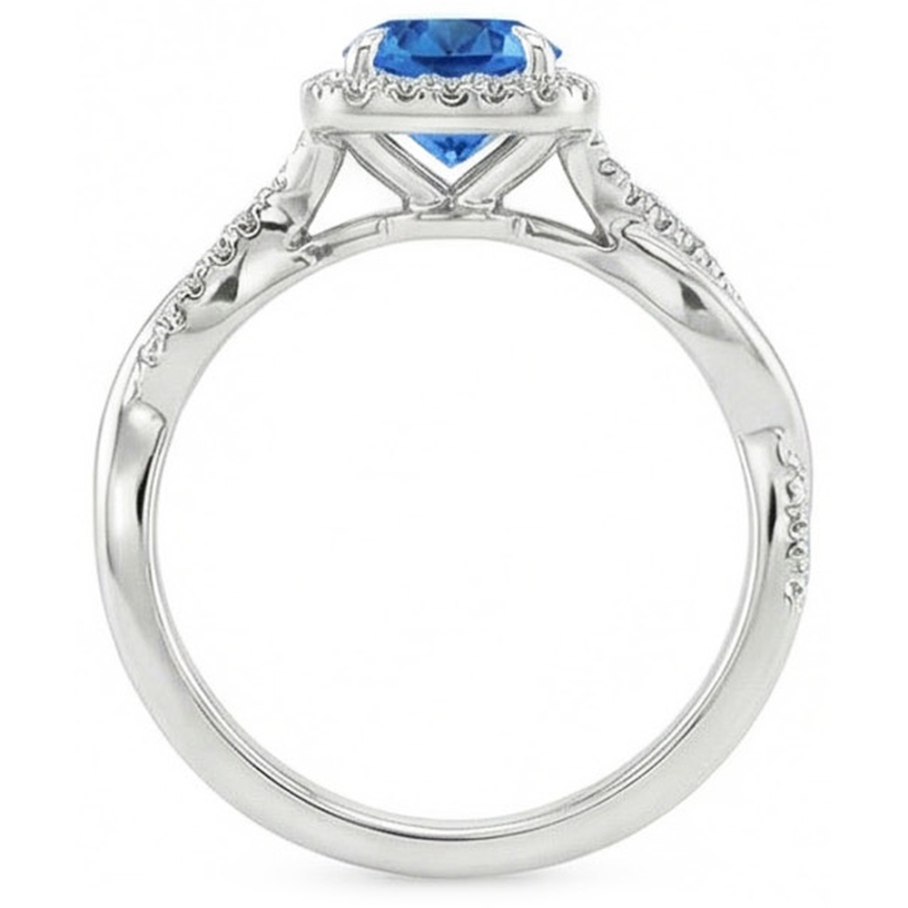 natural round sapphire 3.70ct ring profile view