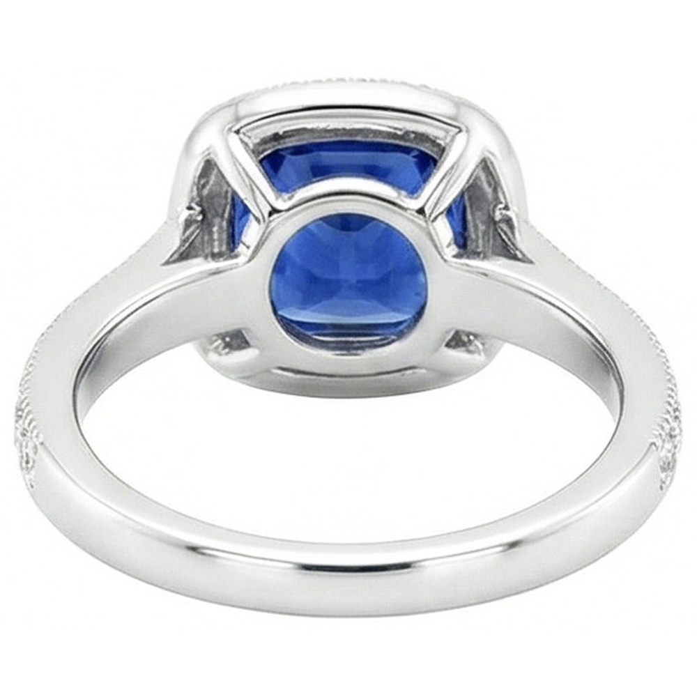 3.70 Ct Ceylon Blue Sapphire Natural Earth Mined DIAMOND ( NOT LAB GROWN ) Ring White Gold 14K