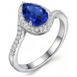 Natural Sapphire Ring 3.70ct - White Gold 14K