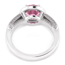 3.71 Carats Halo Pink Sapphire Solitaire With Accents Engagement Ring