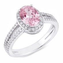 3.73 Ct Prong Setting Halo Pink Gemstone Oval Natural Earth Mined Diamond Ring