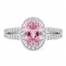3.73 Ct Prong Setting Halo Pink Gemstone Oval Natural Earth Mined Diamond Ring