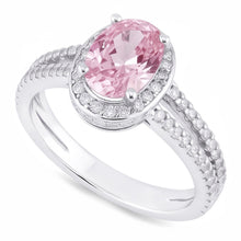 3.73 Ct Prong Setting Halo Pink Gemstone Oval Natural Earth Mined Diamond Ring
