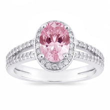 3.73 Ct Prong Setting Halo Pink Gemstone Oval Natural Earth Mined Diamond Ring