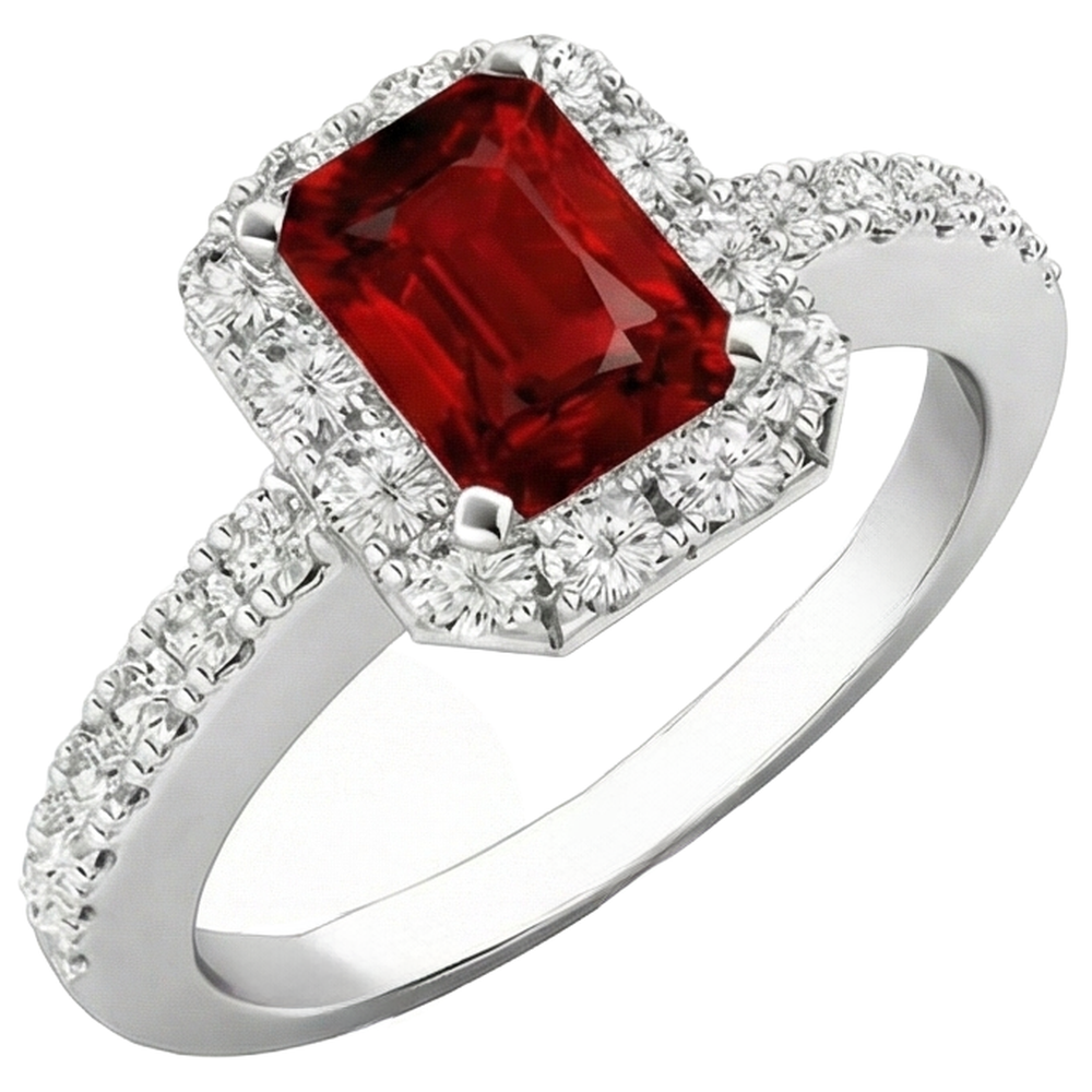 natural emerald ruby 3.75ct ring close up detail